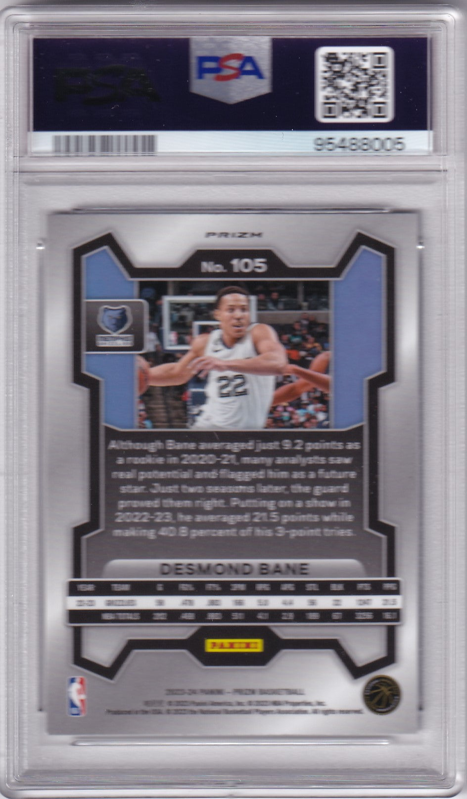 Desmond Bane #105 2023 Prizm Silver Prizm PSA 10