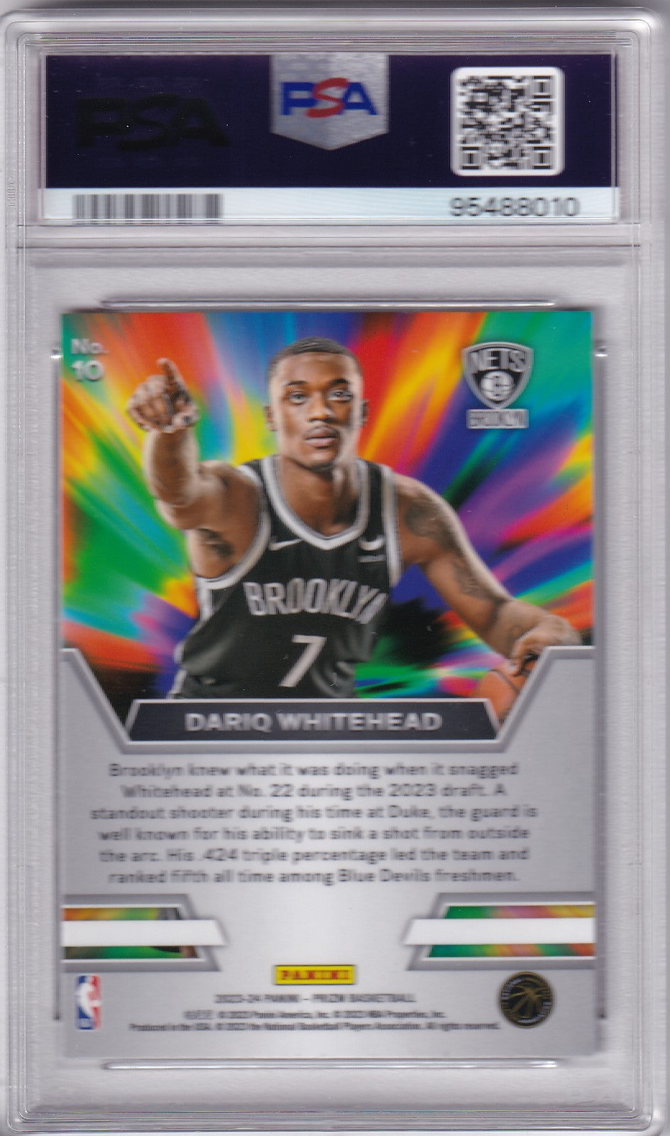 Dariq Whitehead #10 2023 Prizm Instant Impact PSA 7