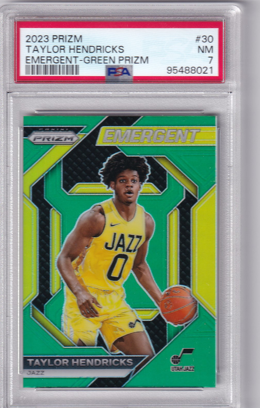 Taylor Hendricks #30 2023 Prizm Emergent Green Prizm PSA 7
