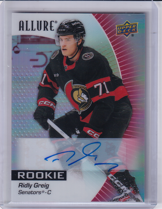 2023-24 Allure RIDLY GREIG Red Rainbow Auto Rookie Card #117 Ottawa Senators RC