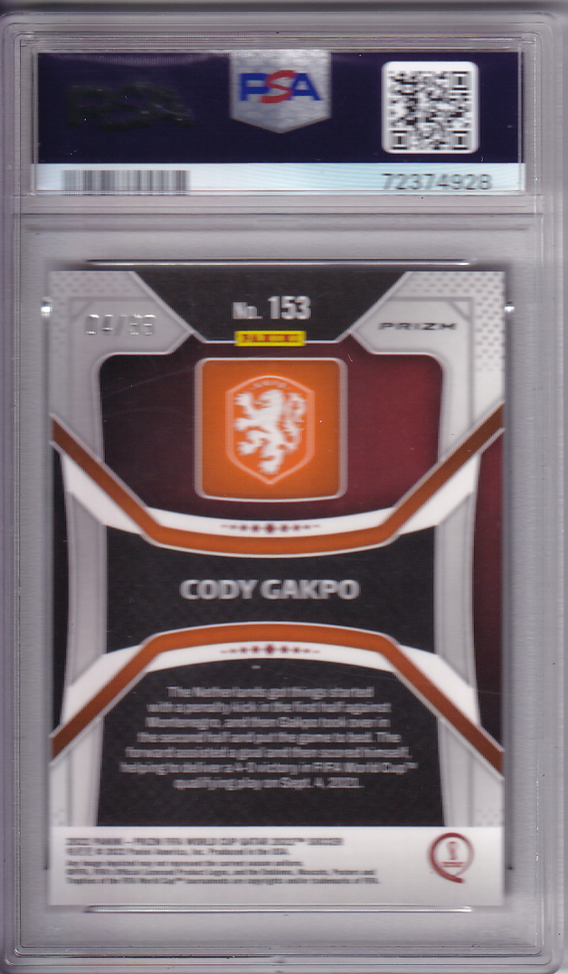 CODY GAKPO 2022 Panini Prizm World Cup Qatar Red Breakaway 04/99 PSA 9 #153