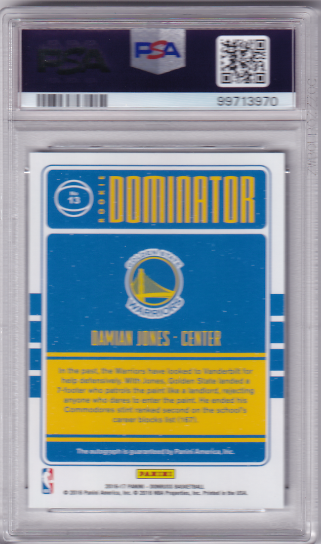 DAMIAN JONES 1/1 - 2016 Panini Donruss - Rookie Dominator Signature - Black 1/1 #13 PSA 9