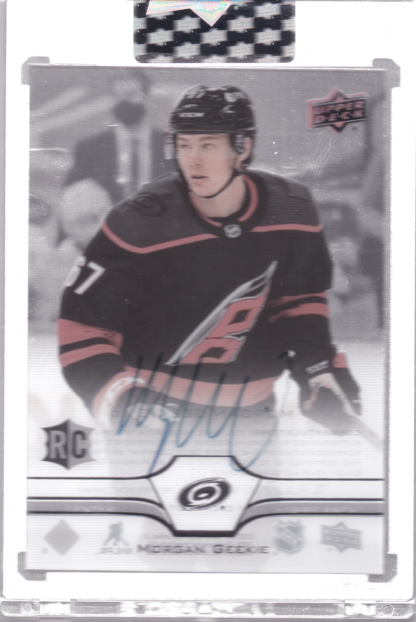 MORGAN GEEKIE 2020-21 UD Clear Cut Rookie Auto CC-MG Carolina Hurricanes RC