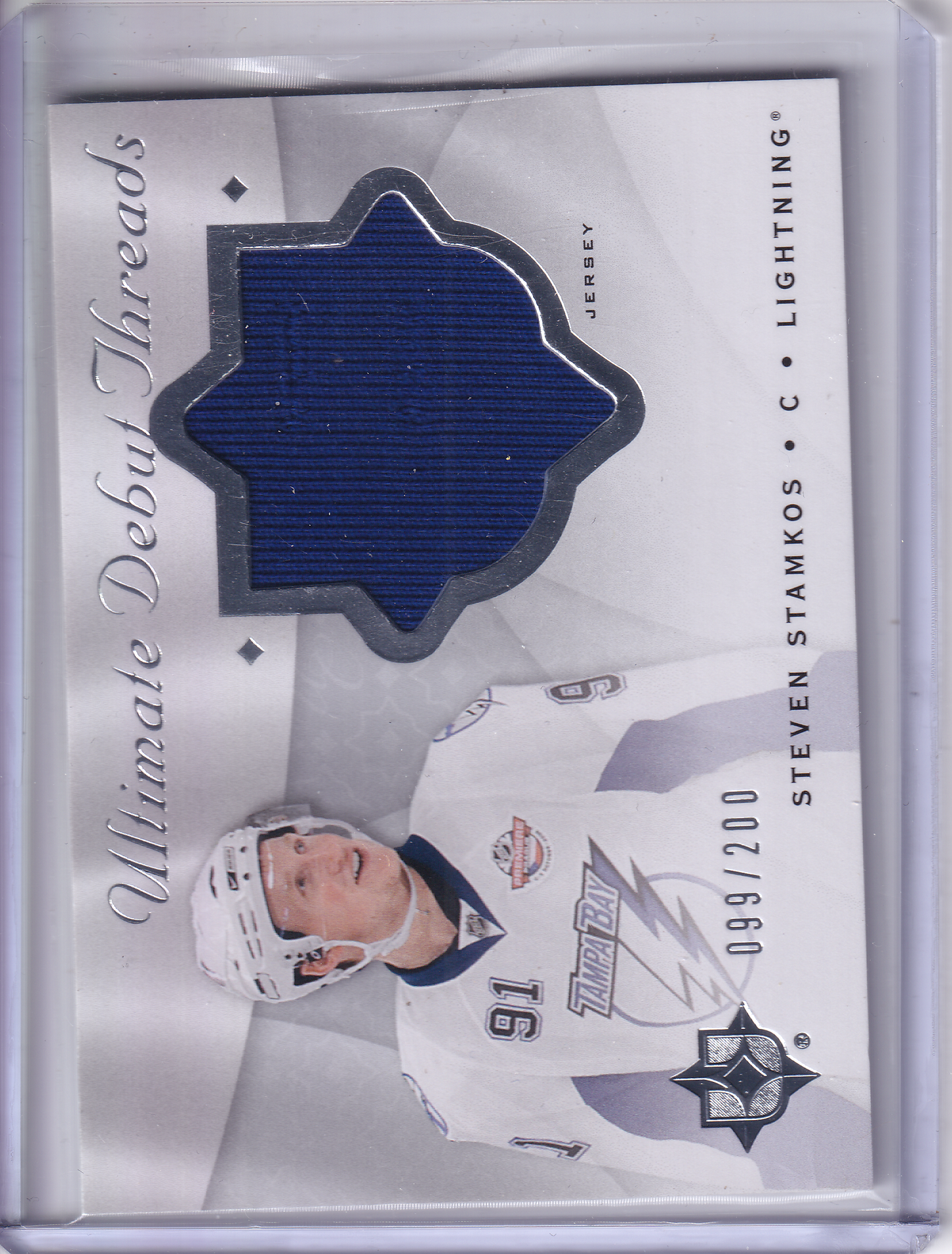 STEVEN STAMKOS 2008-09 Ultimate Debut Threads Jersey Card 099/100 DT-SS Tampa Bay Lightning Lightning Rookie RC