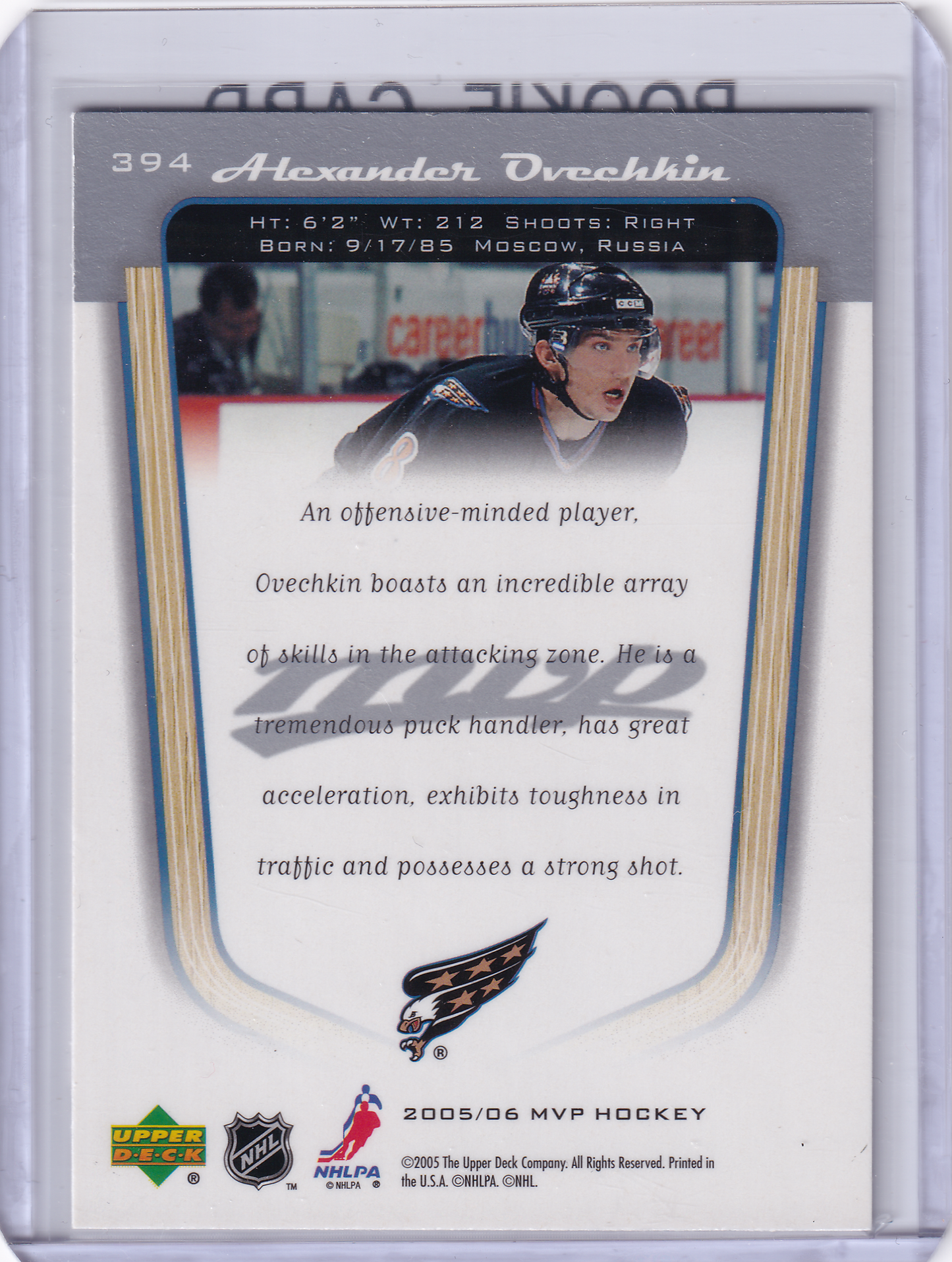 ALEXANDER OVECHKIN 2005-06 MVP Rookie Card #394 Washington Capitals RC