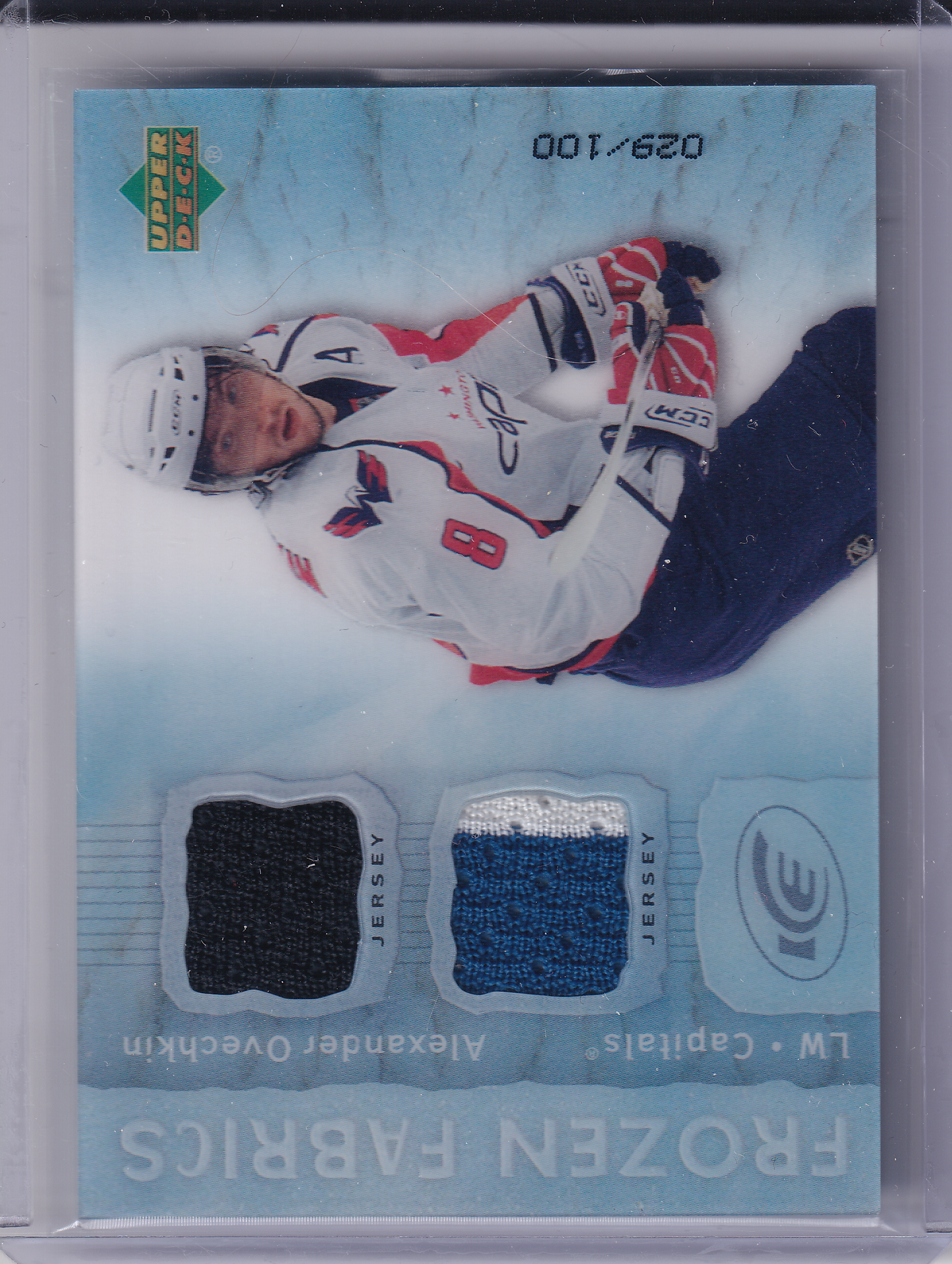 ALEXANDER OVECHKIN 2007-08 UD Ice Frozen Fabrics 029/100 Jersey Card #FF-AO Washington Capitals