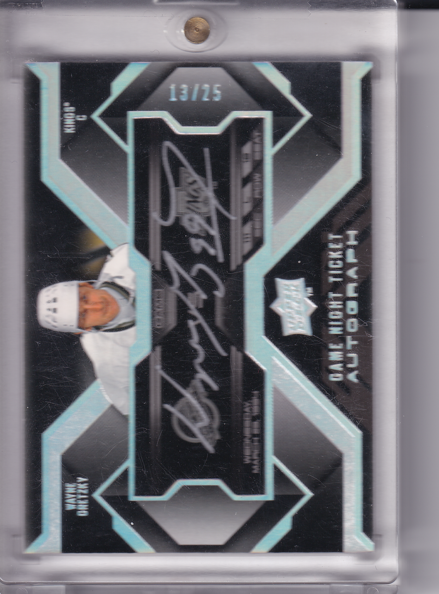 WAYNE GRETZKY 2008-09 UD Black Game Night Ticket (802 Goal Game) Autograph 13/25 Los Angeles Kings #GN-WG