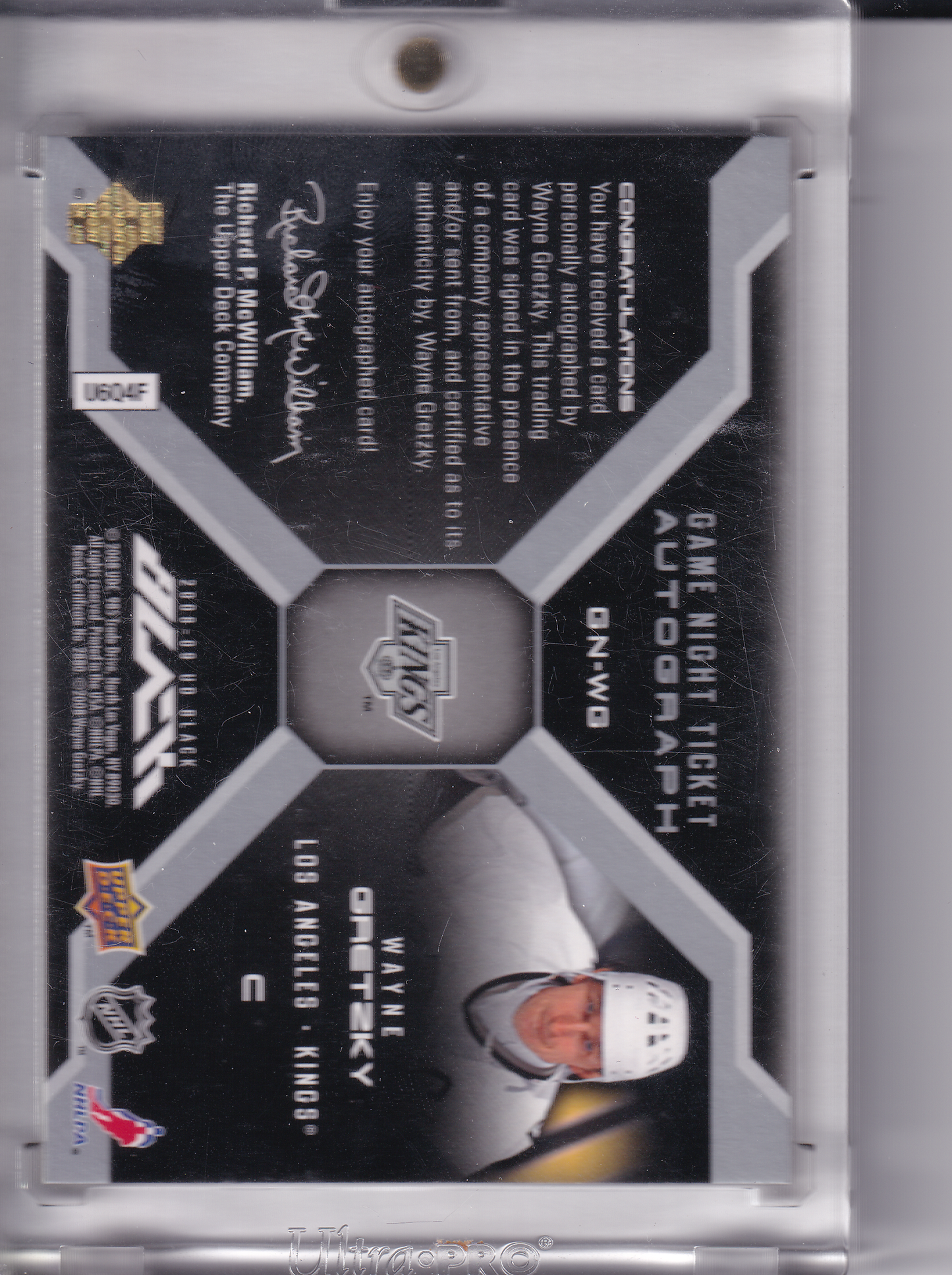 WAYNE GRETZKY 2008-09 UD Black Game Night Ticket (802 Goal Game) Autograph 13/25 Los Angeles Kings #GN-WG