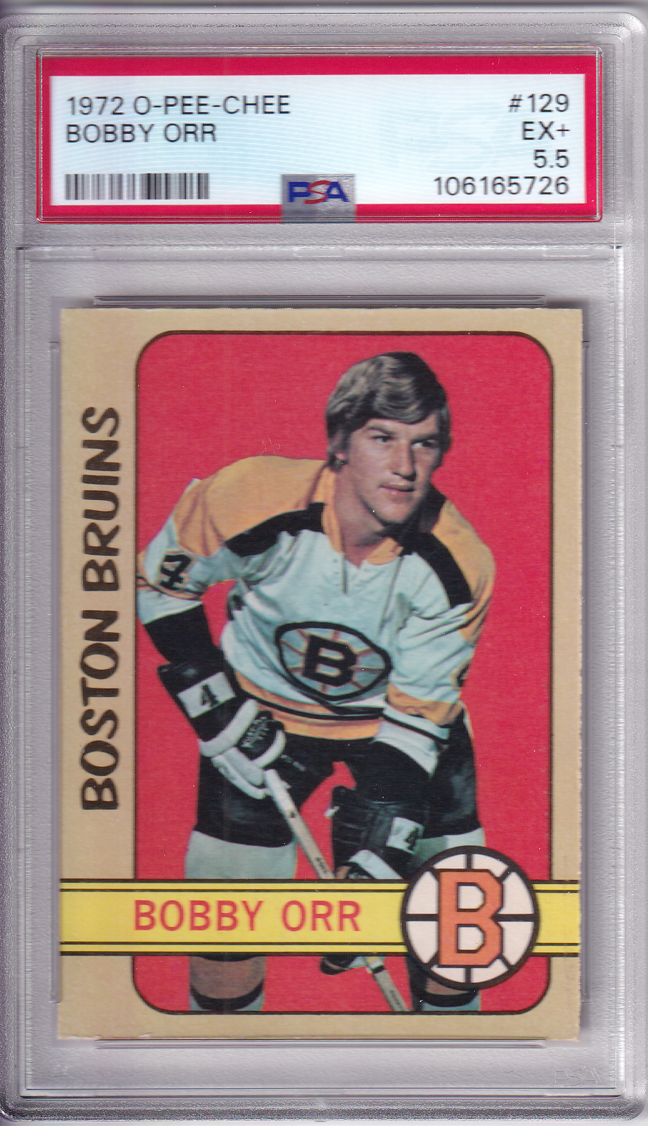 BOBBY ORR 1972-73 O-Pee-Chee Boston Bruins card #129 PSA 5.5
