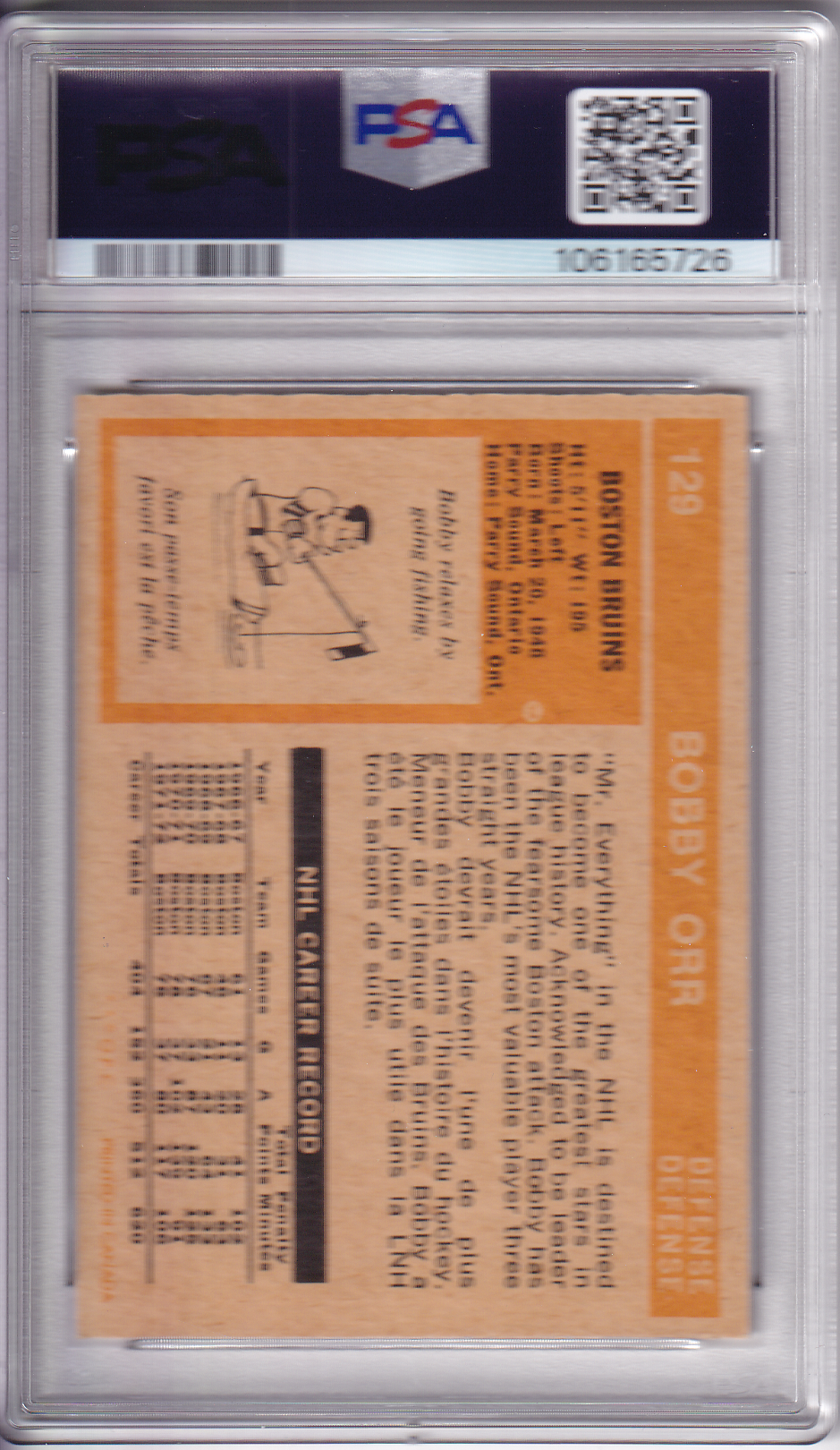 BOBBY ORR 1972-73 O-Pee-Chee Boston Bruins card #129 PSA 5.5