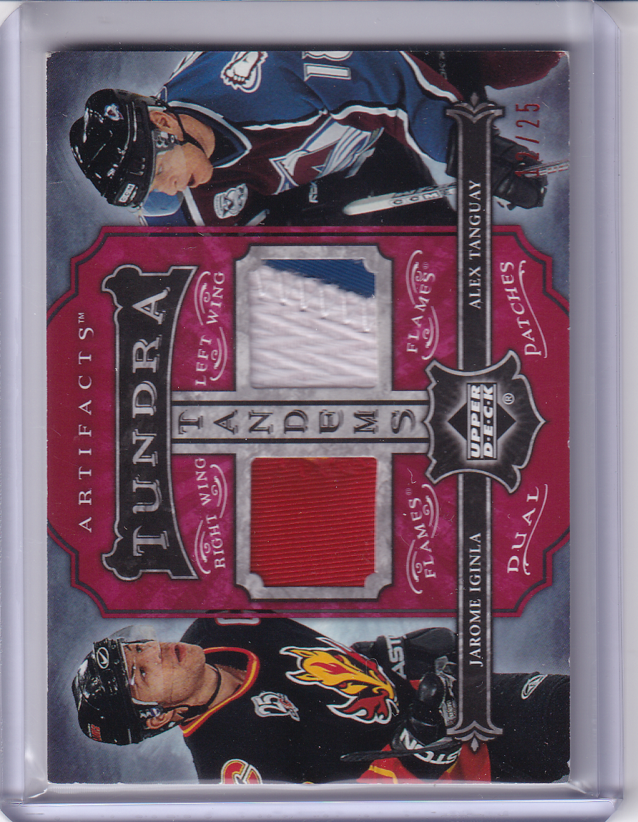 JAROME IGINLA & Alex Tanguay 2006-07 UD Artifacts Tundra Teammates Dual Patch Card 12/25 Iggy Jersey #ed TT-IT Calgary Flames Colorado Avalanche