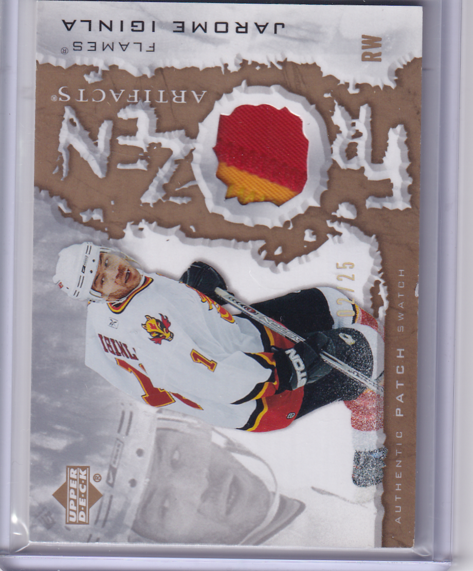 JAROME IGINLA 2007-08 UD Frozen Artifacts Gold Spectrum 2 Color Patch #FA-JI 02/25 Calgary Flames