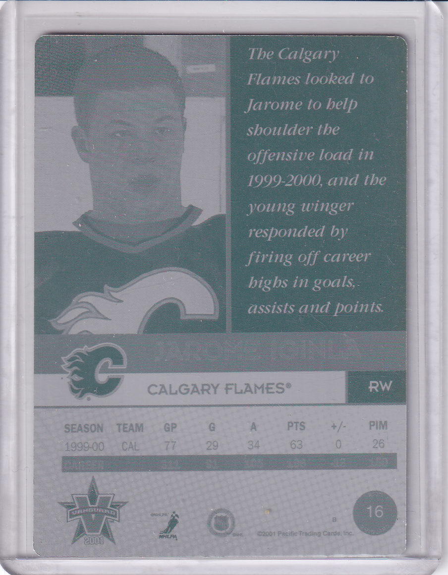 JAROME IGINLA 2000-01 Pacific Vanguard Back Printing Plate Calgary Flames #16 1/1