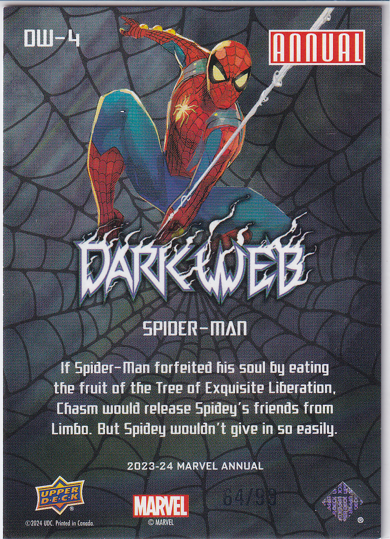 2023-24 UD Marvel Annual SPIDER-MAN Dark Web Purple /99