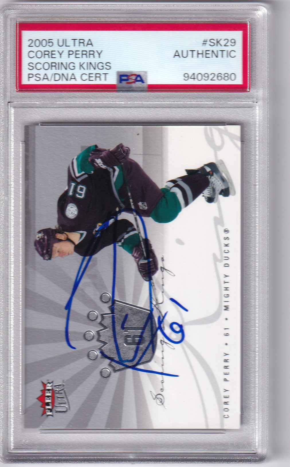 Corey Perry 2005 Ultra #SK29 PSA/DNA Autographed Rookie signed auto
