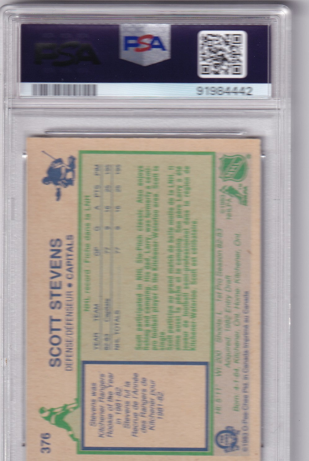 Scott Stevens 1983-84 O-Pee-Chee Washington Capitals #376 PSA/DNA Autographed Rookie signed auto RC