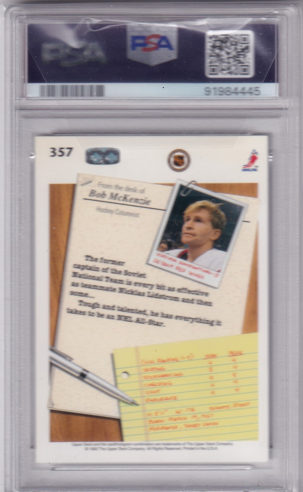 Vladimir Konstantinov 1992-93 Upper Deck Rookie Report #357 PSA/DNA Detroit Red Wings Signed auto