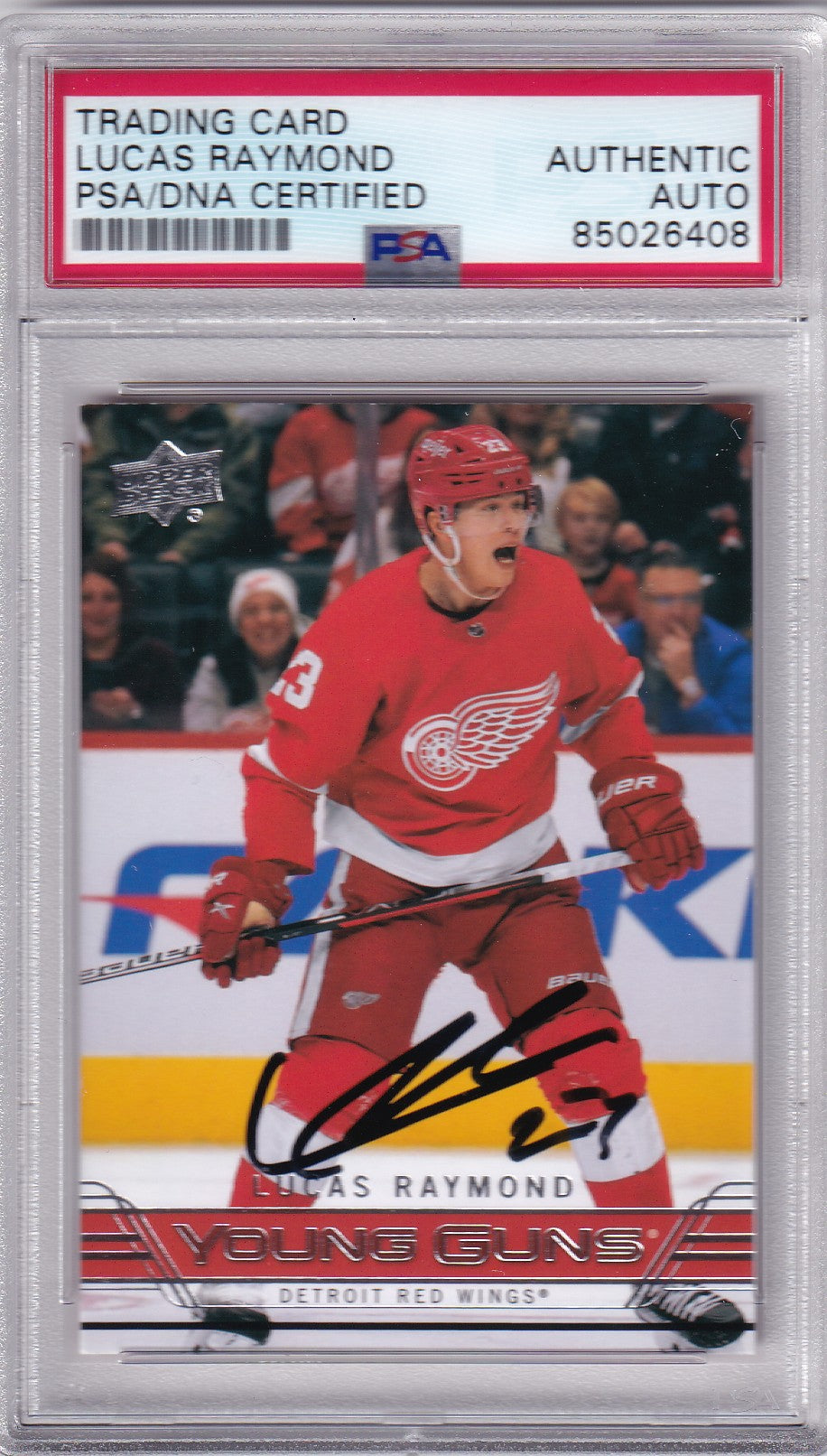 Lucas Raymond 2021-22 Upper Deck Young Guns Tribute T-100 PSA/DNA Autographed Rookie Card signed auto RC
