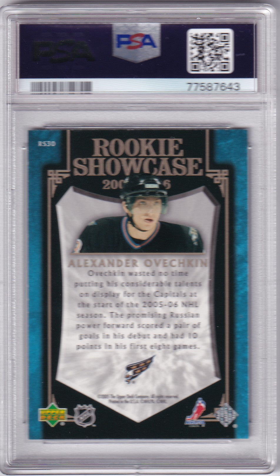 Alexander Ovechkin 2005-06 Upper Deck UD Rookie Showcase PSA 8 Washington Capitals