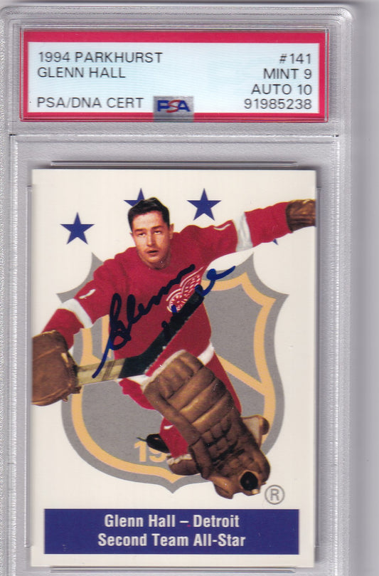 1994 Parkhurst Glenn Hall #141 Detroit Red Wings PSA/DNA PSA 9 / 10  Autographed signed auto