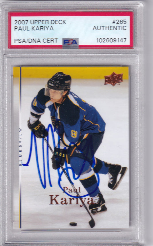 2007 Upper Deck Paul Kariya #265 PSA/DNA Autographed signed auto
