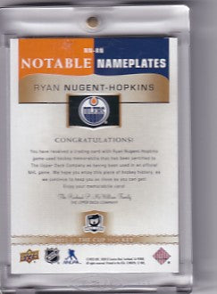 2022-23 The Cup Ryan Nugent-Hopkins Notable Nameplates NN-RN