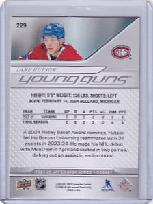 Lane Hutson 2024-25 Upper Deck Series 1 Young Guns Rookie RC #229 Montreal Canadiens