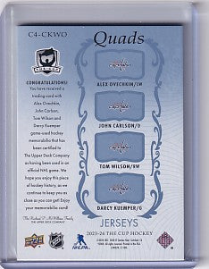 Ovechkin Carlson Wilson Kuemper 2023-24 The Cup Quads Jerseys 02/25 #C4-CKWO Washington Capitals