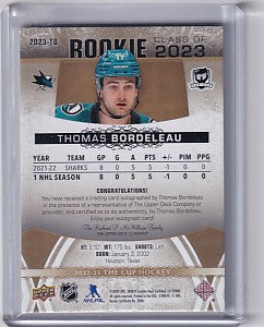 Thomas Bordeleau 2022-23 The Cup Rookie Class Of 2023 Autograph 22/50 #2023-TB San Jose Sharks