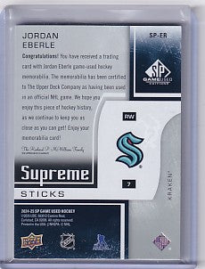 Jordan Eberle 2024-25 SP Game Used Supreme Sticks 06/15 #SP-ER Seattle Kraken