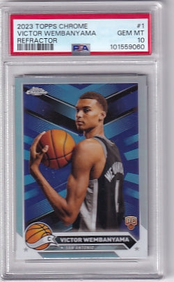 Victor Wembanyama Rookie Refractor Card #1 PSA 10 Gem MT 2023-24 Topps Chrome Rookie Card RC San Antonio Spurs