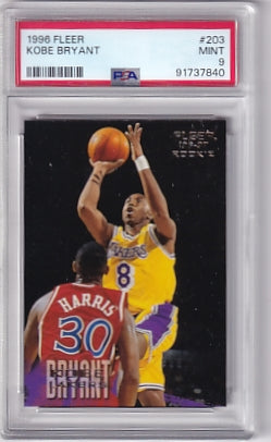 PSA 9 Kobe Bryant Card #203 1996-97 Fleer Rookie Card RC Los Angeles Lakers