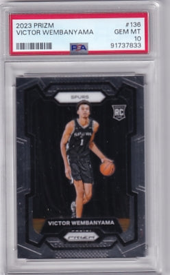 PSA 10 Victor Wembanyama Prizm Base Rookie Card #136 2023-24 Panini Prizm Rookie Card RC San Antonio Spurs