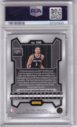 PSA 10 Victor Wembanyama Prizm Base Rookie Card #136 2023-24 Panini Prizm Rookie Card RC San Antonio Spurs