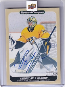 Yaroslav Askarov Base Rookie Auto Card #224 2023-24 Parkhurst Champions Rookie Card RC Nashville Predators