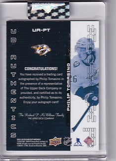 Philip Tomasino 99-00 UD Authentics Ionix Rookie Auto Card UA-PT 2021-22 Upper Deck Clear Cut Rookie Card RC Nashville Predators