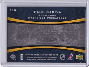 Paul Kariya Sweet Stitches Jersey 04/25 Card SS-PK 2006-07 Upper Deck Sweet Shot Nashville Predators
