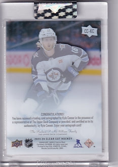 Kyle Connor Base Auto Card CC-KC 2023-24 Upper Deck Clear Cut Winnipeg Jets