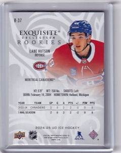 Lane Hutson Exquisite Collection Rookie Blue 012/199 Card R-37 2024-25 Upper Deck Ice Rookie Card RC Montreal Canadiens