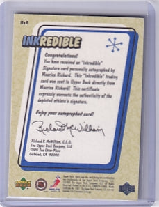 Maurice Richard Inkredible Auto Card MaR 1999-00 Upper Deck Retro Montreal Canadiens