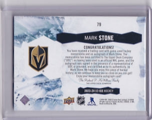 Mark Stone Gold Patch Auto 32/49 Card #79 2023-24 Upper Deck Ice Vegas Golden Knights