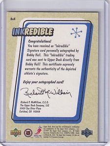 Bobby Hull Inkredible Auto Card BoH 1999-00 Upper Deck Retro Chicago Blackhawks