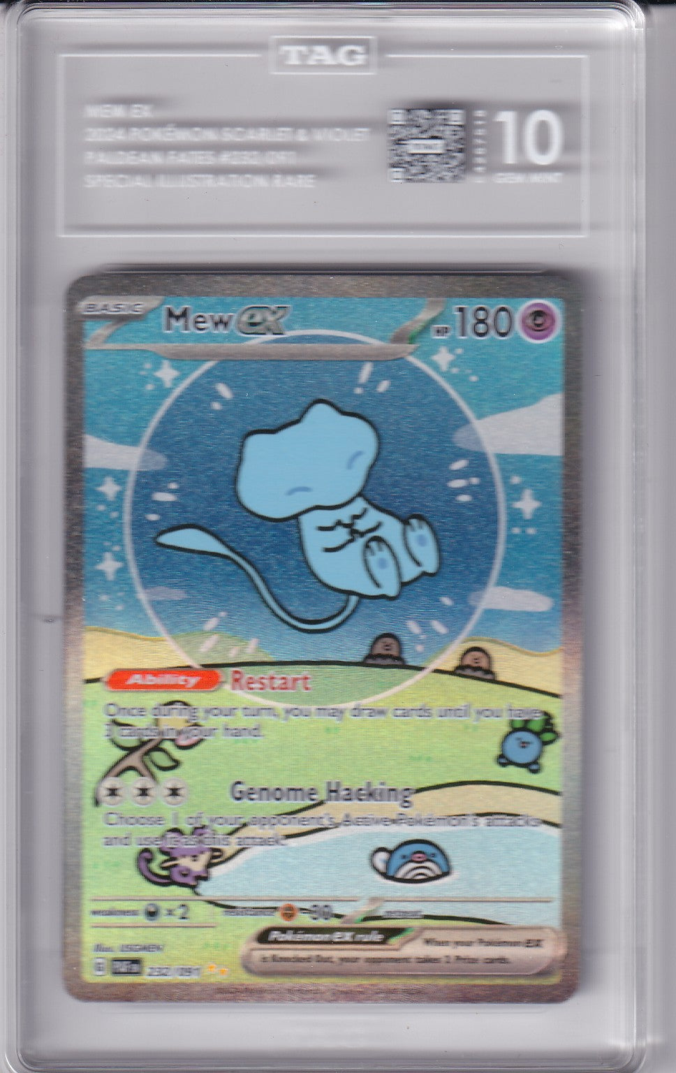 MEW ex 2024 Paldean Fates Special Illustration Rare Card 232/091 TAG 10 - Bubble Mew Scarlet & Viloet