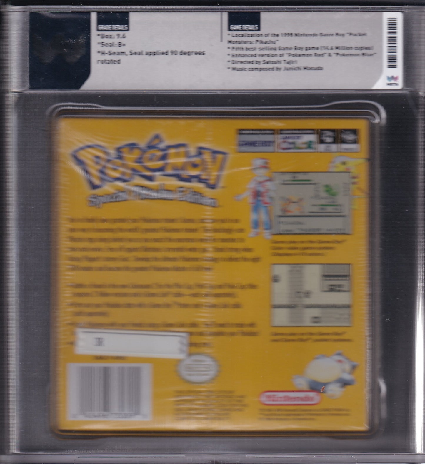 Pokémon YELLOW Version : Special Pikachu Edition Version Game Boy Sealed in Box Graded 9.6 Sealed New in Box