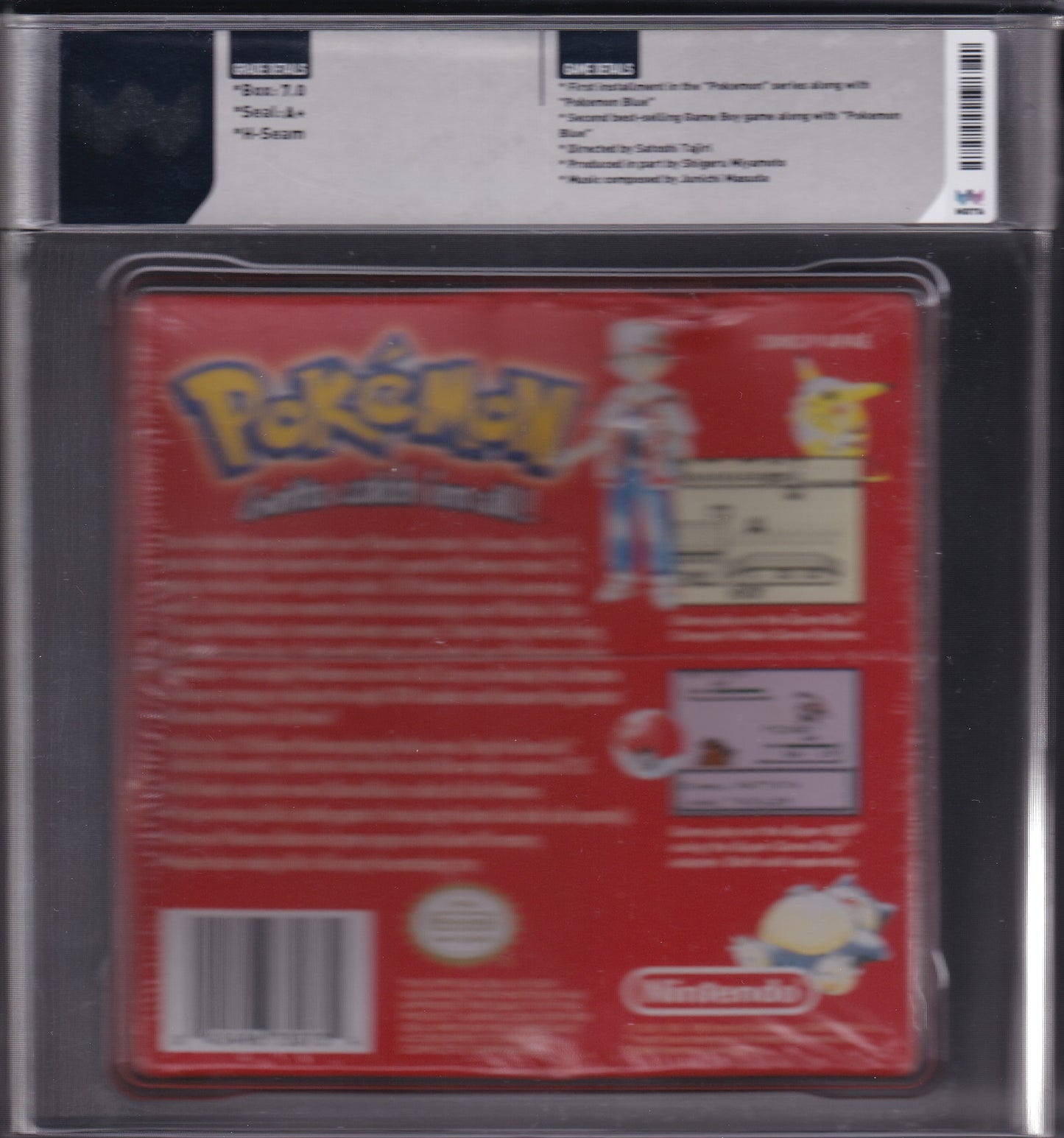 Pokémon RED Version Game Boy Sealed in Box Graded 7.0 Sealed New in Box