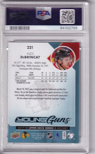 2017-18 Upper Deck Series One Alex DeBrincat Young Guns #221 PSA 5