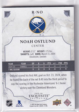 2025-26 Black Diamond Hockey Noah Ostlund Exquisite Collection Rookie 43/99 R-NO