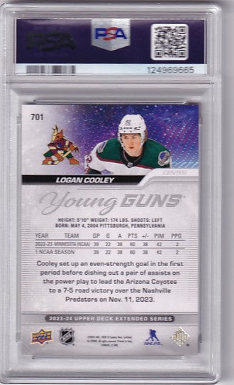 2023-24 Upper Deck Extended Logan Cooley Young Guns #701 PSA 9