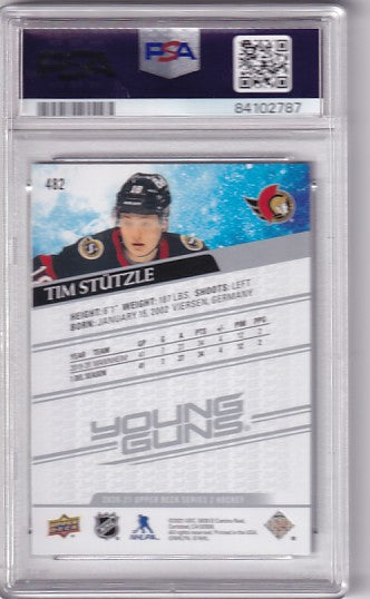 2020-21 Upper Deck Series Two Tim Stutzle Young Guns #482 PSA 10