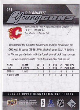 2015-16 Upper Deck Sam Bennett Young Guns #231